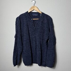 Vtg John Ashford‎ Sweater Fisherman Henley Mens Size M Chunky Button Pullover
